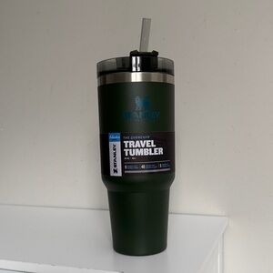 Stanley Dark Green Travel Tumbler with Clear Lid and Straw